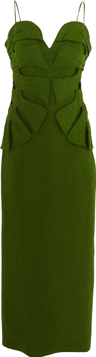 Farm Rio Monstera Embroidery Linen Midi Dress In Green | Editorialist