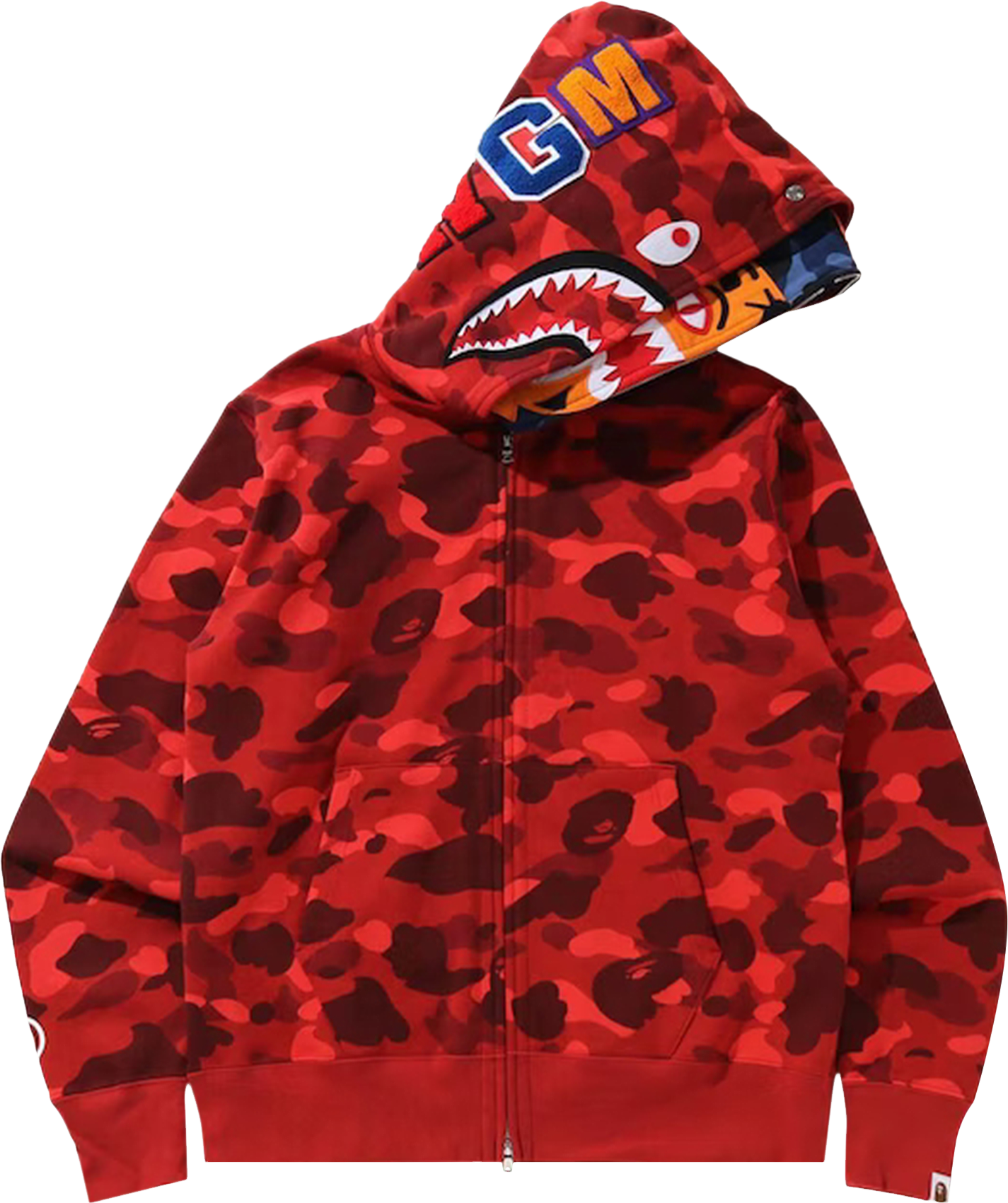 A Bathing Ape Color Camo Tiger Shark Half Full Zip Hoodie - Blue