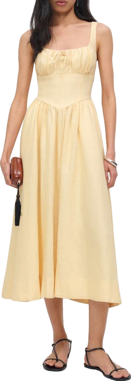 Reformation Balia Linen Dress - Ivory | Editorialist
