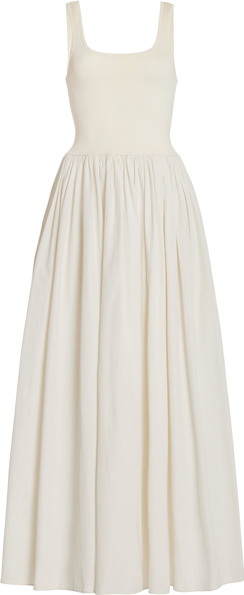 Ecru Knit And Cotton Maxi Dress