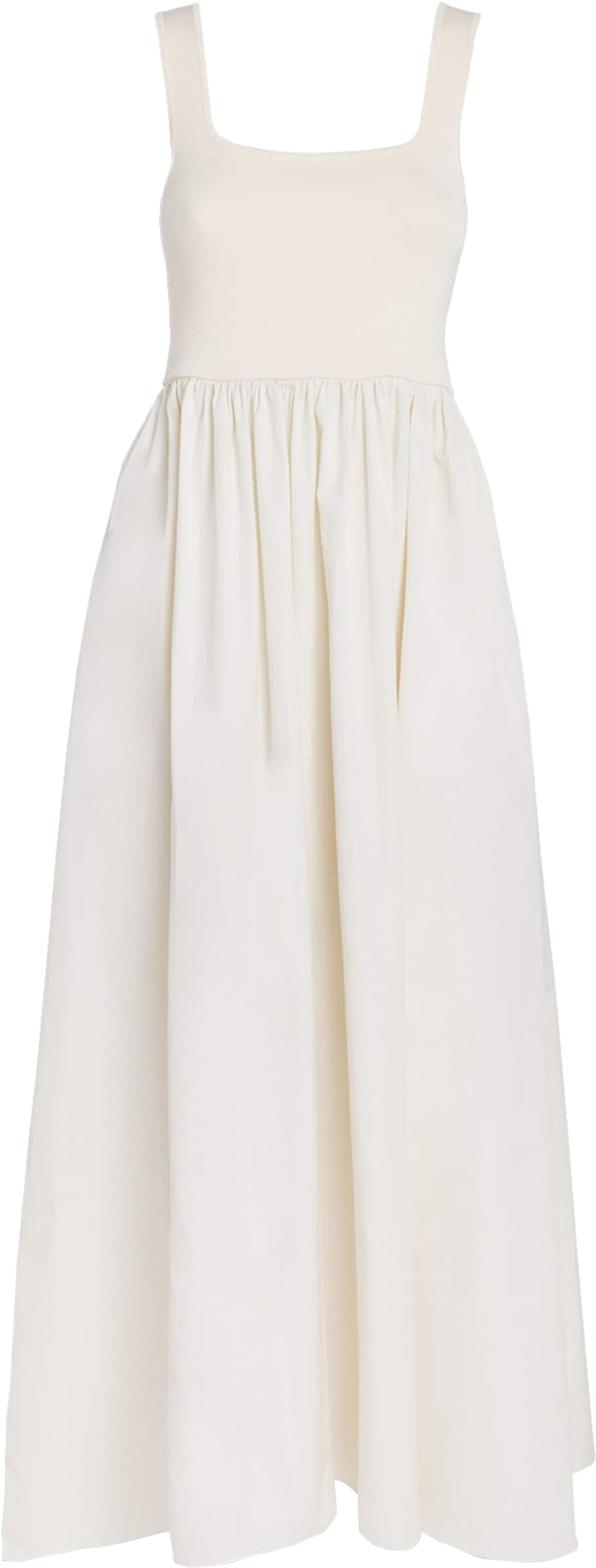 Ecru Knit And Cotton Maxi Dress