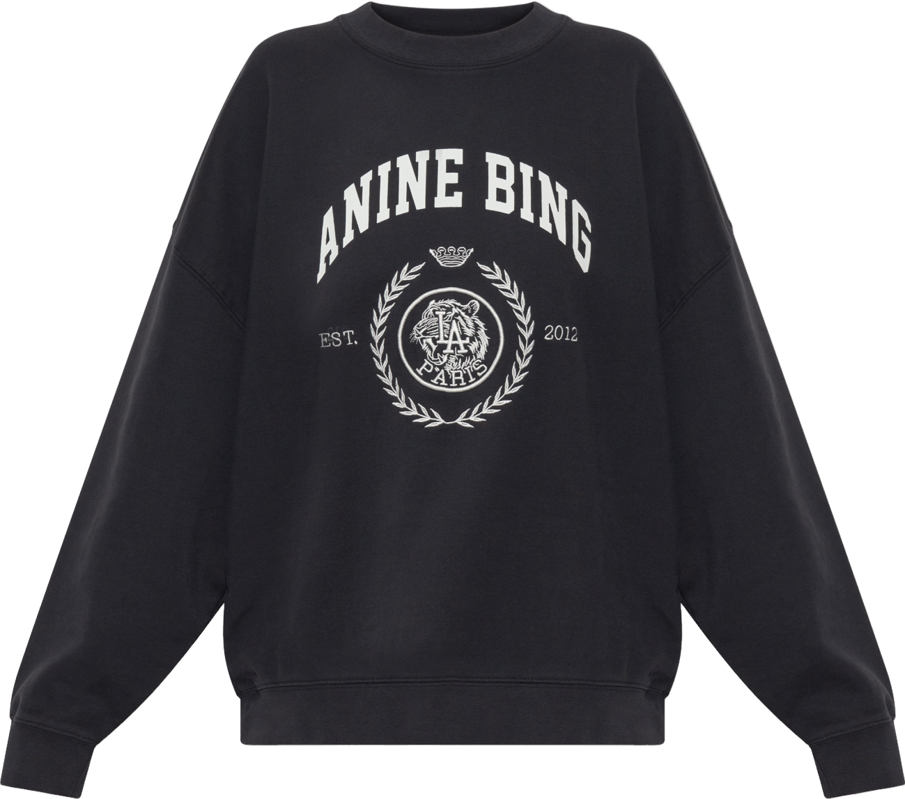 Anine Bing Oversized Graphic Crewneck Sweatshirt In Vintage Black 