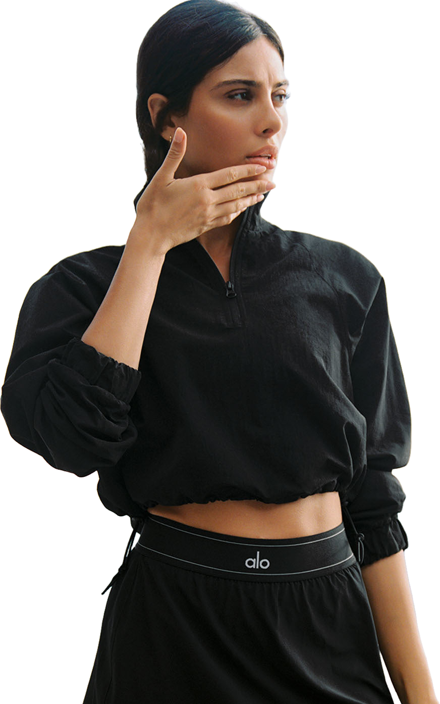 Alo Yoga Cropped Quarter Zip Pullover - Limestone | Editorialist