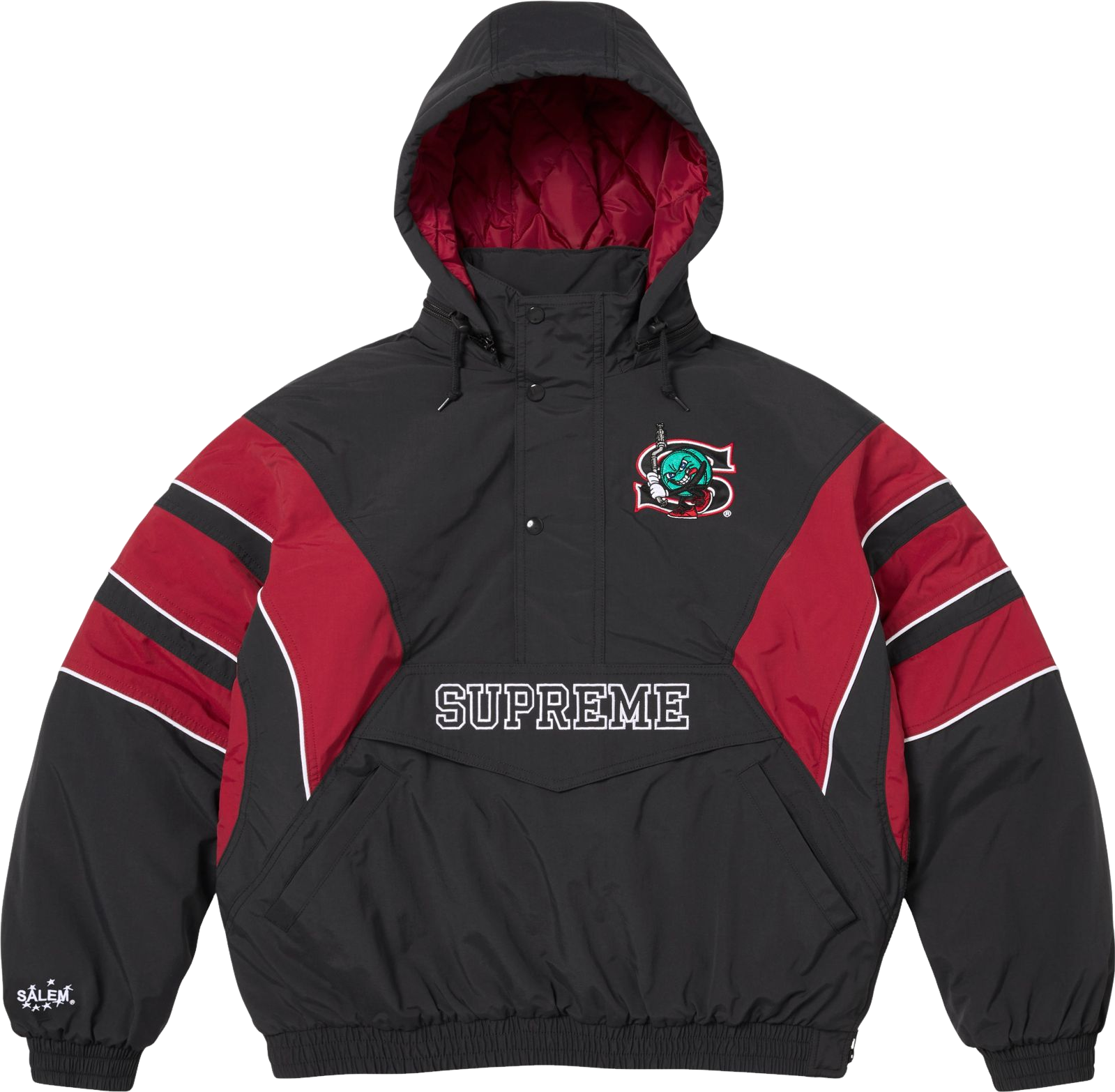 Supreme X Salem Half Zip Stadium Jacket - Black | Editorialist