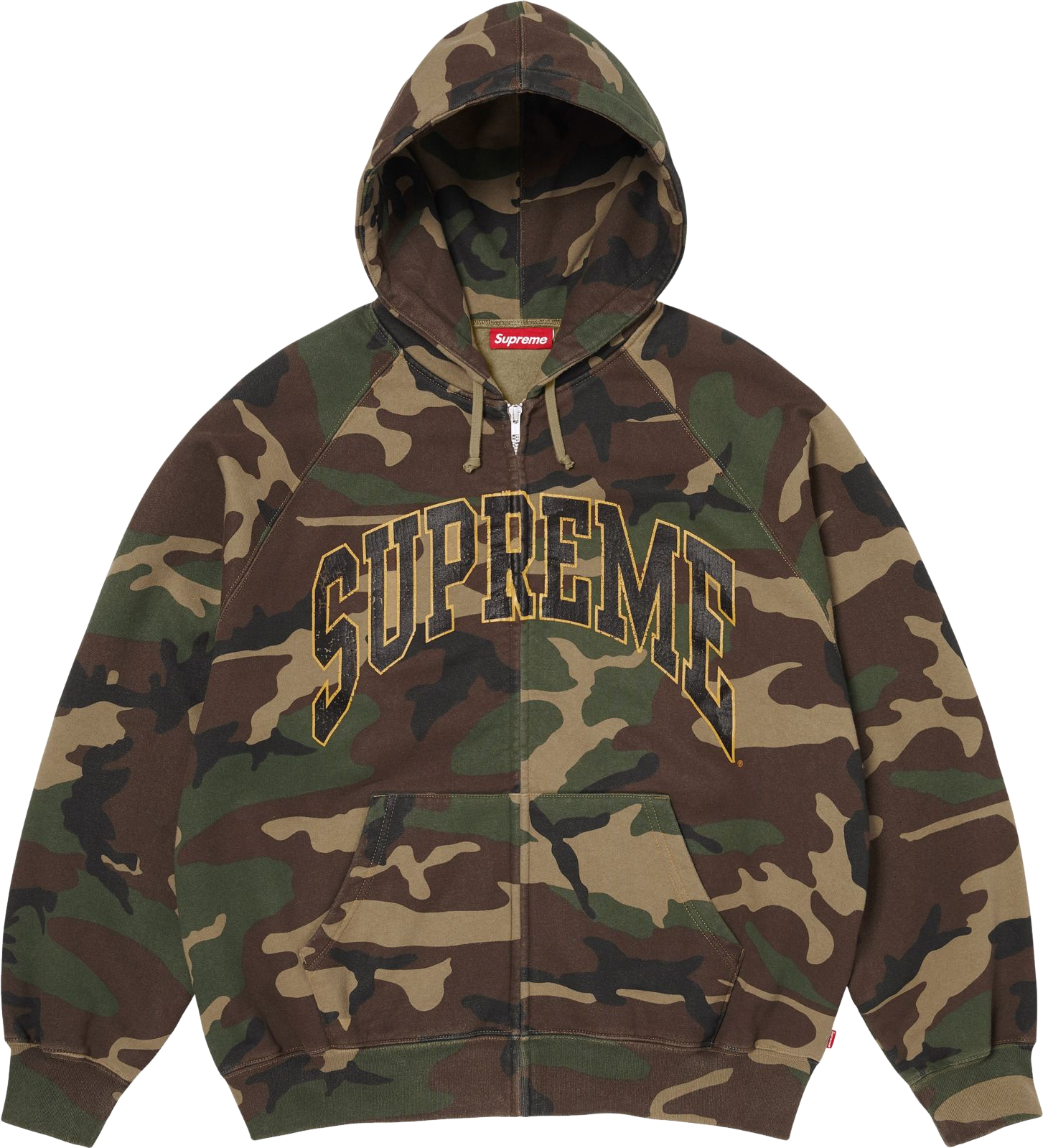 Supreme Cracked Raglan Zip Up Hooded Sweatshirt Woodland Camo