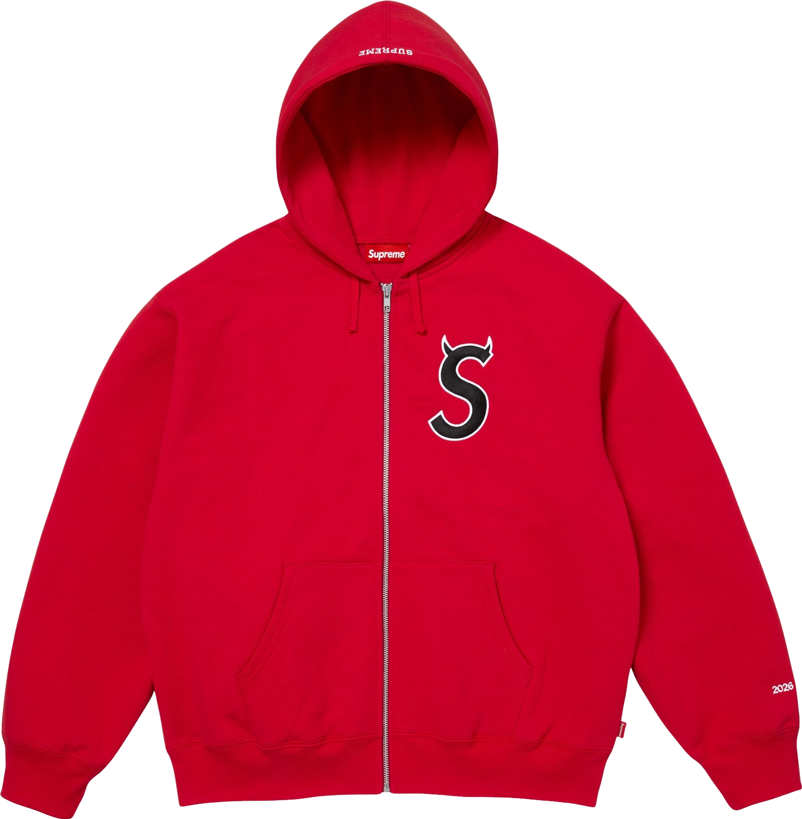 Supreme Devil'S Logo Zip Up Hooded Sweatshirt - Red | Editorialist