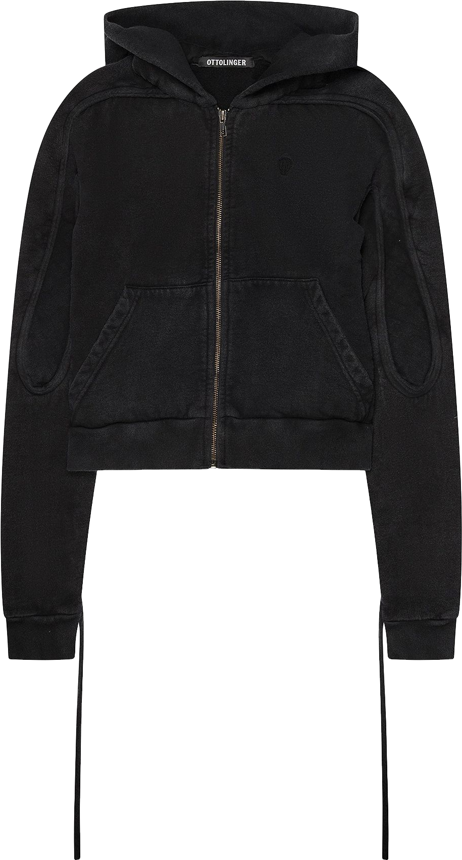 Buy Ottolinger Distressed Zip-up Hoodie - Grey At 34% Off