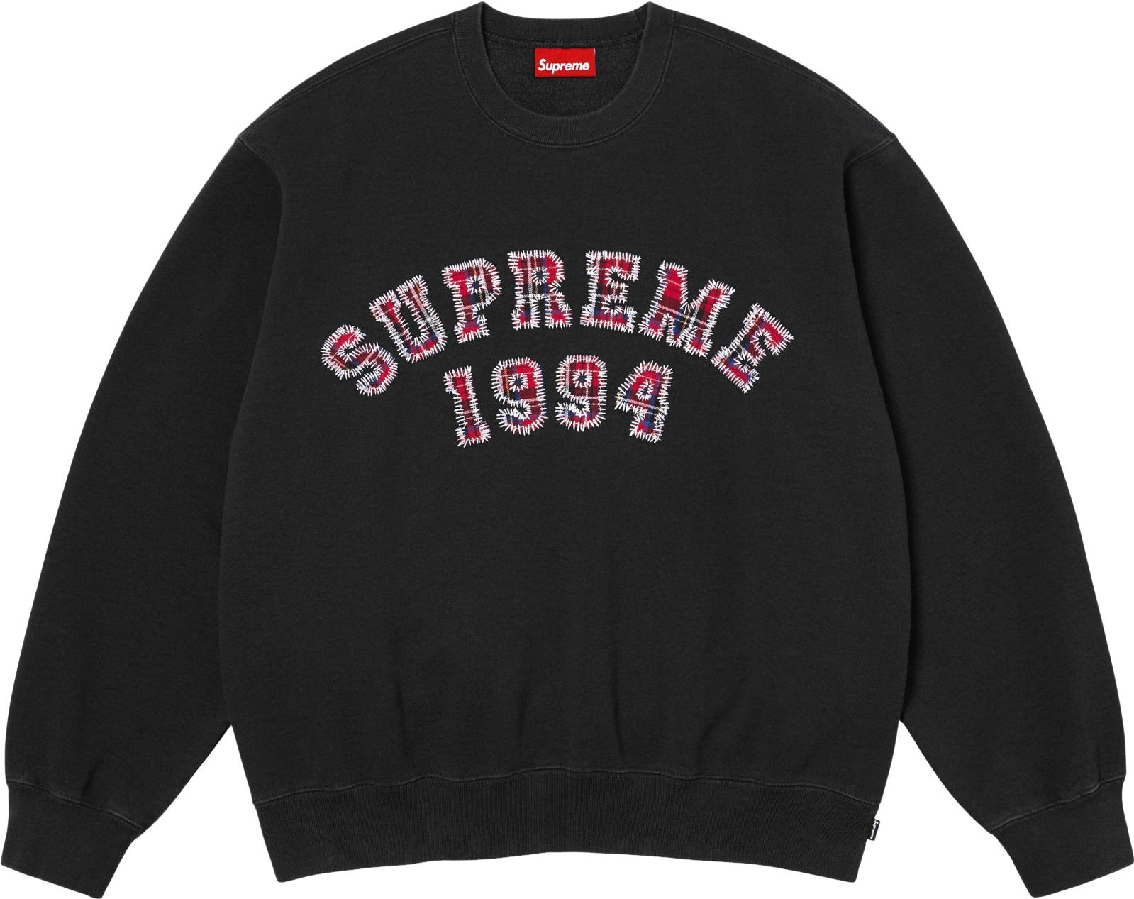 Supreme Plaid Arc Crewneck Sweatshirt - Black | Editorialist