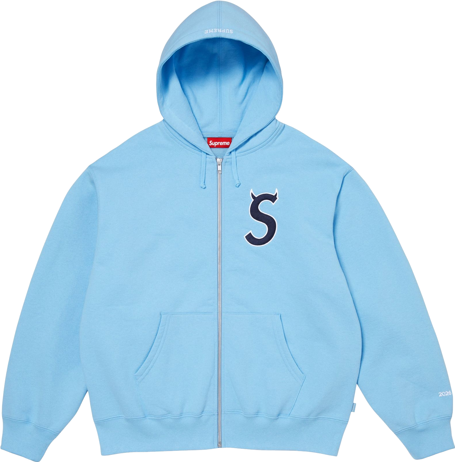 Supreme Devil S Logo Zip Up Hooded Sweatshirt - Grey | Editorialist