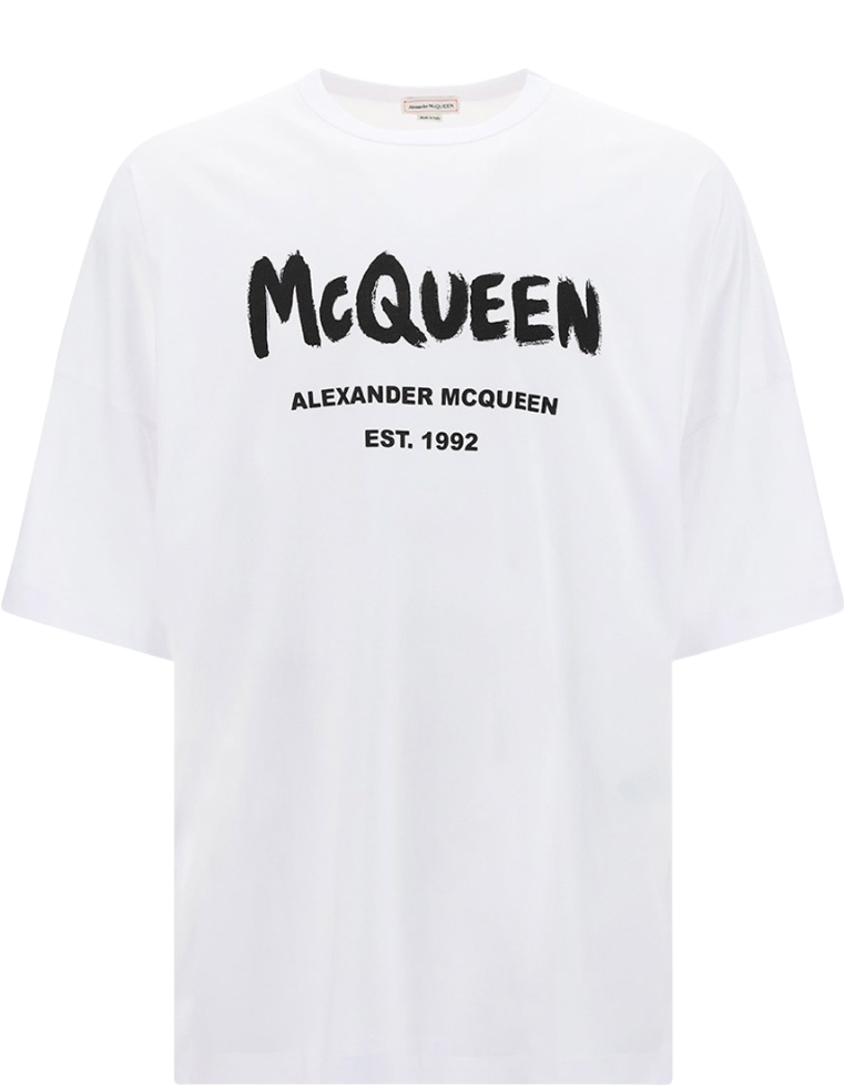 Alexander Mcqueen Graffiti Cotton T-Shirt In White - 39% Off