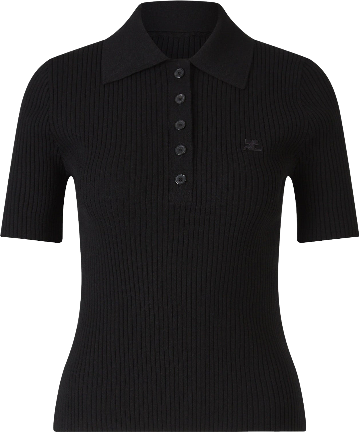 Courreges CourrèGes Rib Knit Polo Shirt - Black - 23% Off