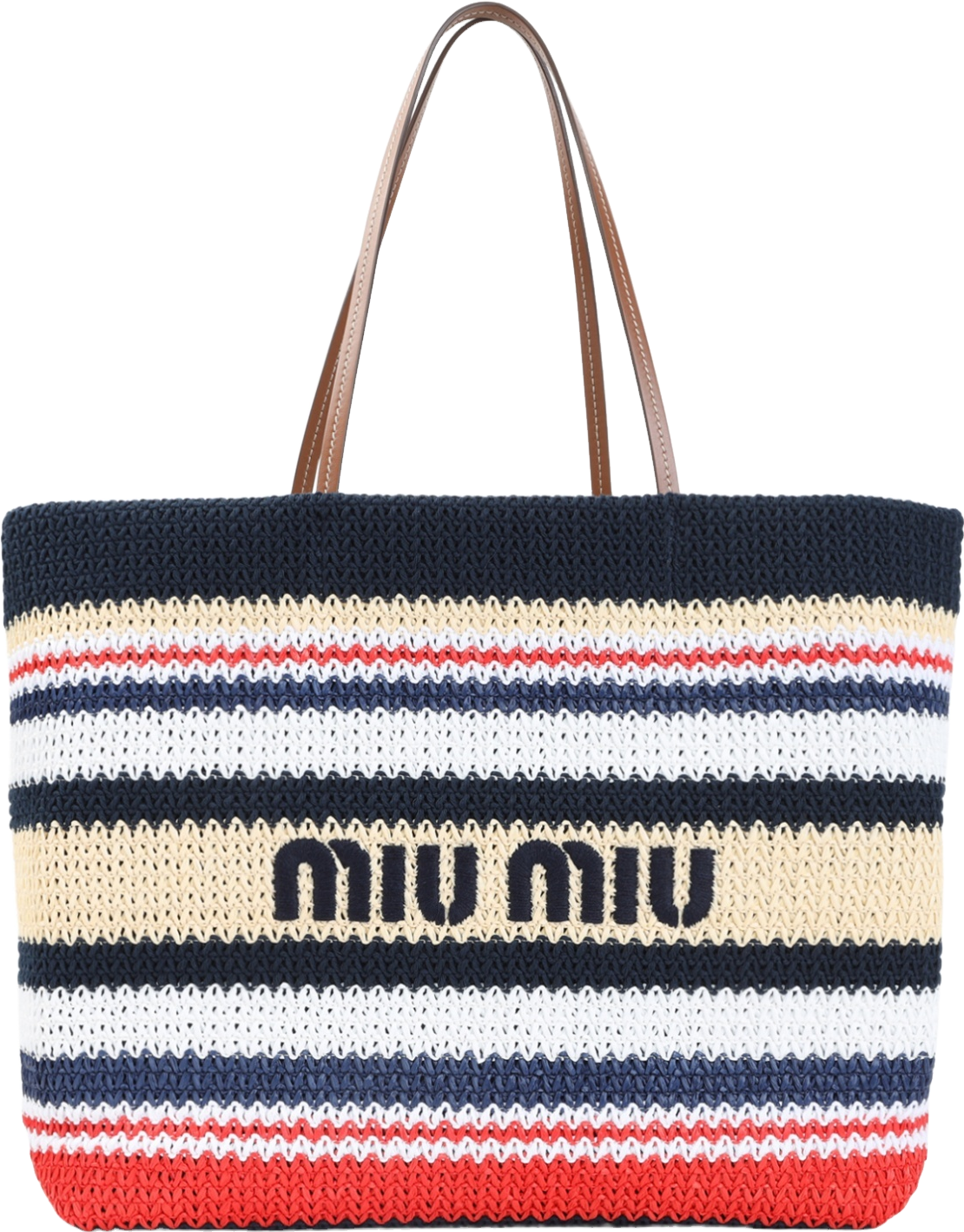 Miu Miu Raffia-Effect Woven Tote Bag - Multicolor | Editorialist