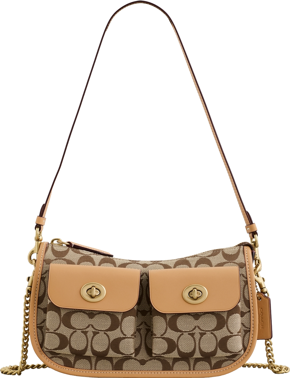 Coach Twin Turnlock Waverly Bag - Brass/Khaki Light Peach