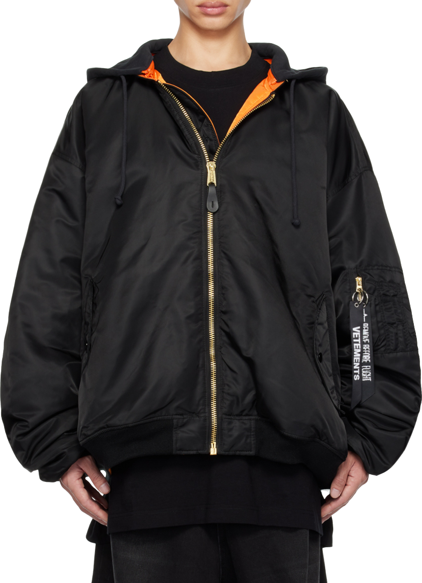 Vetements Quilted Hooded Bomber Jacket In Black - 62% Off