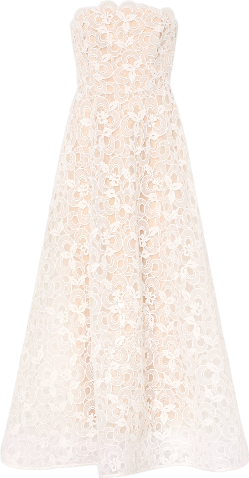 Buy MILLY Petunia Strapless Lace A-line Midi Dress - White At 60% Off