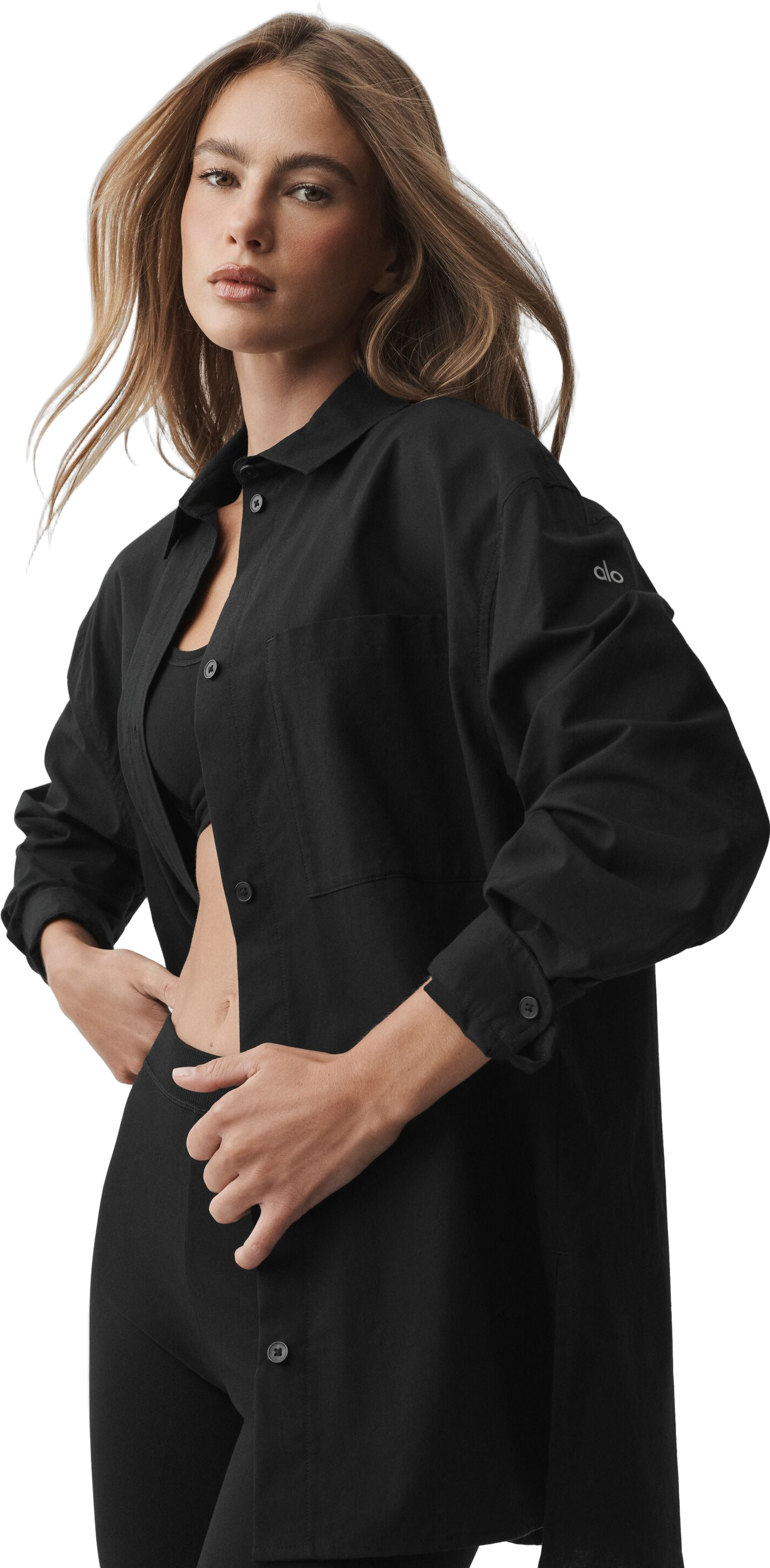 Alo Yoga Dreamscape Button Down Long Sleeve Jacket - White