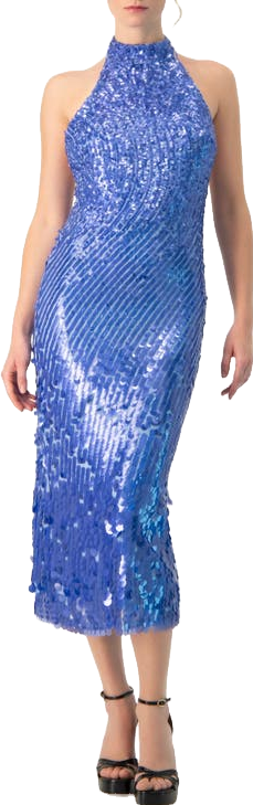 bhldn paulina halter printed sequin midi dress Paula - Black Pattern Paulette dress
