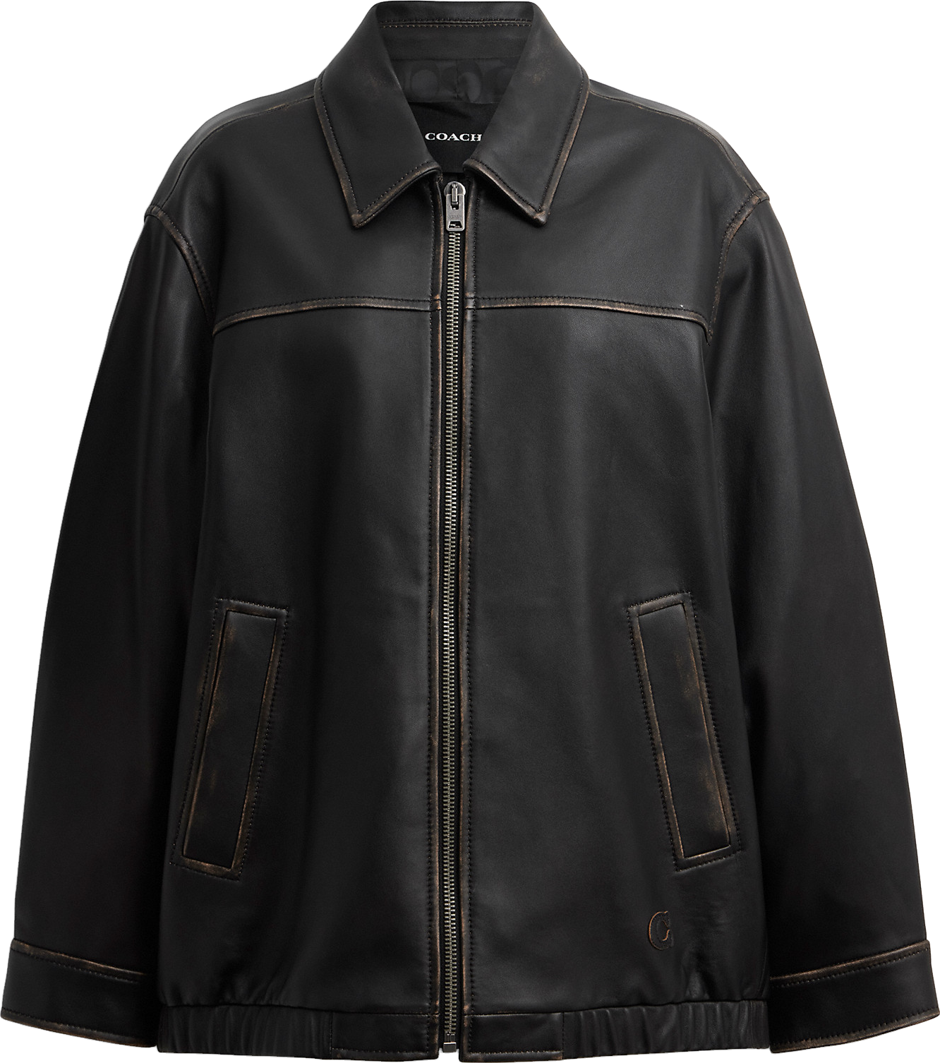 Coach Outlet Coach Oversized Leather Jacket In Black - 50% Off