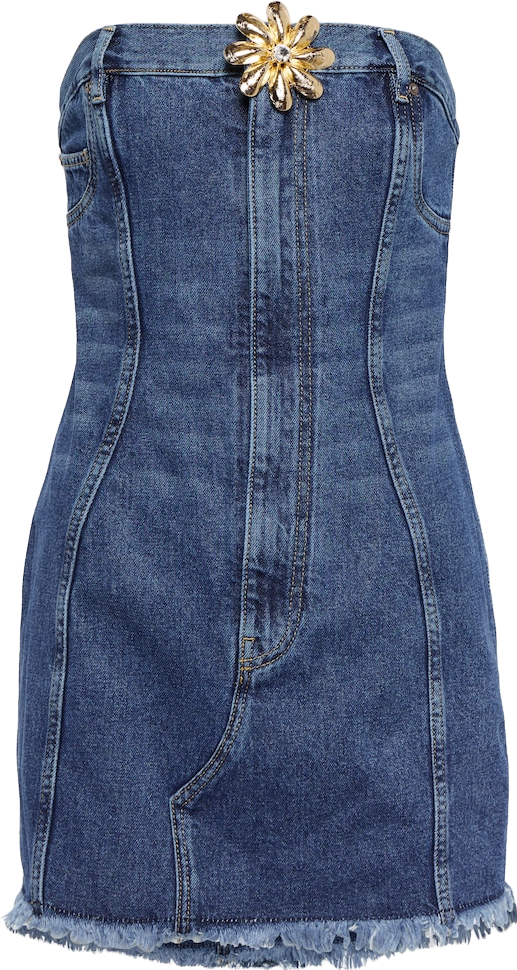 free people patches of denim mini dress Flower Patch - Blue Sky Patchwork Chic light blue flowy AI-IMAGE-MAR-2025 and an asymmetrical handkerchief SIZE:31