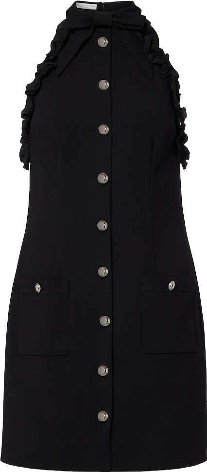 alessandra rich halter neck tweed mini dress Wool-Blend Crepe Minidress With Bow Detail - Black Vitkac