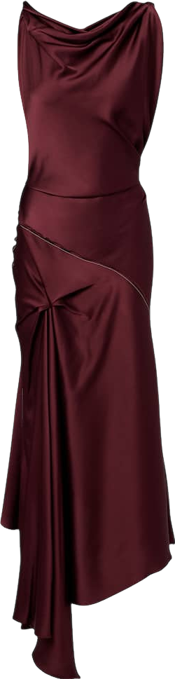 kenzie satin asymmetric draped midi dress in mauve Reiss - Reiss kenzie