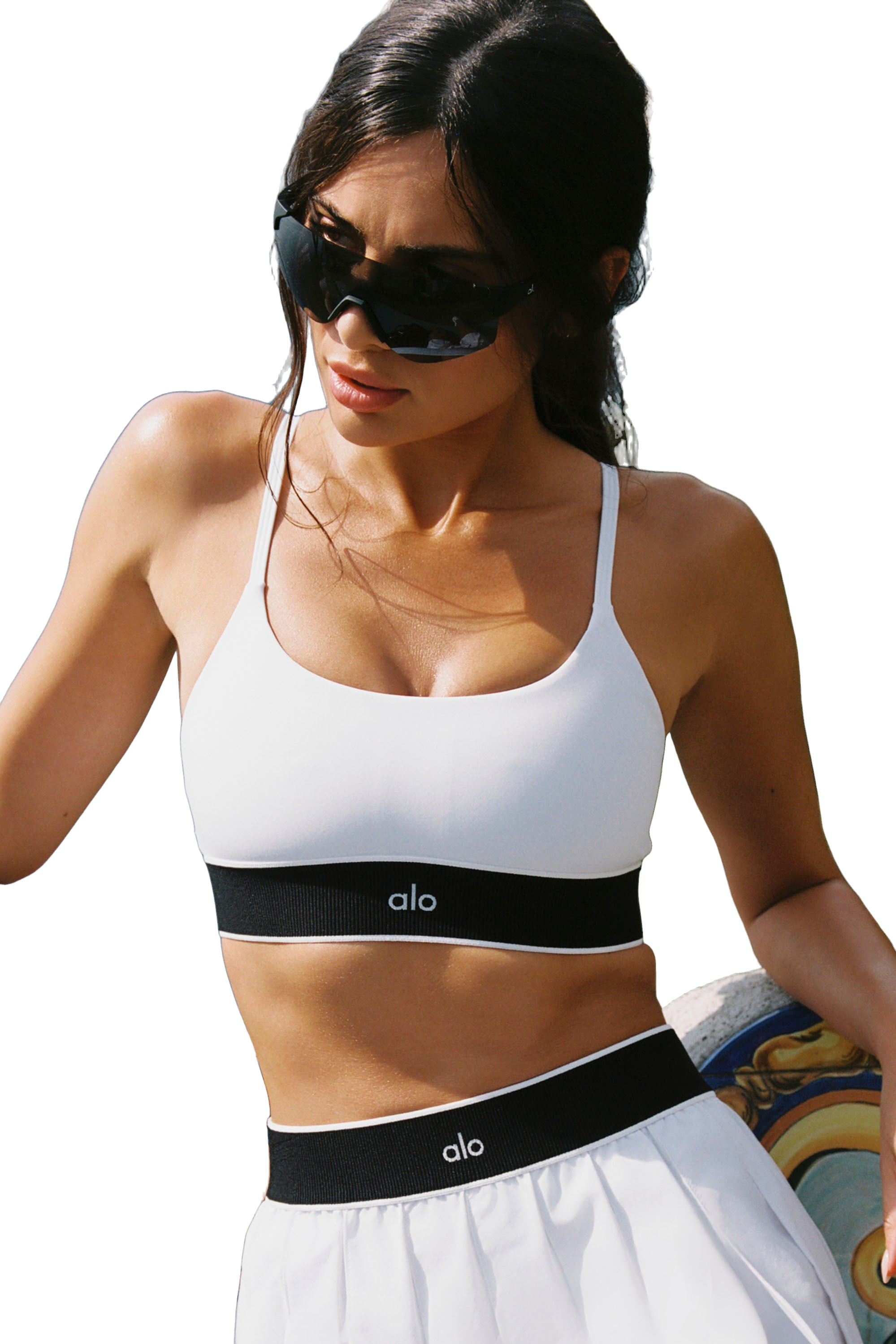 Alo Yoga Softsculpt Amp It Up Bra - White/Black | Editorialist