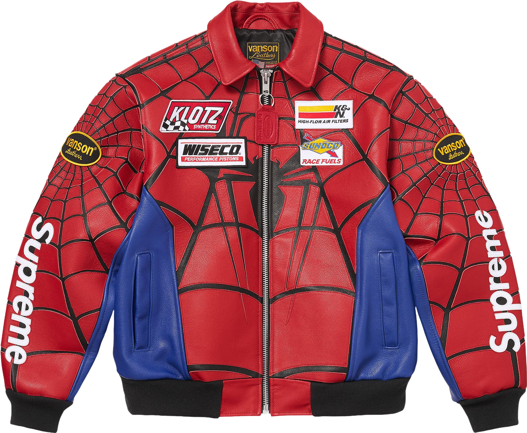 Supreme X Vanson Leathers Spider-Man Jacket - Red | Editorialist