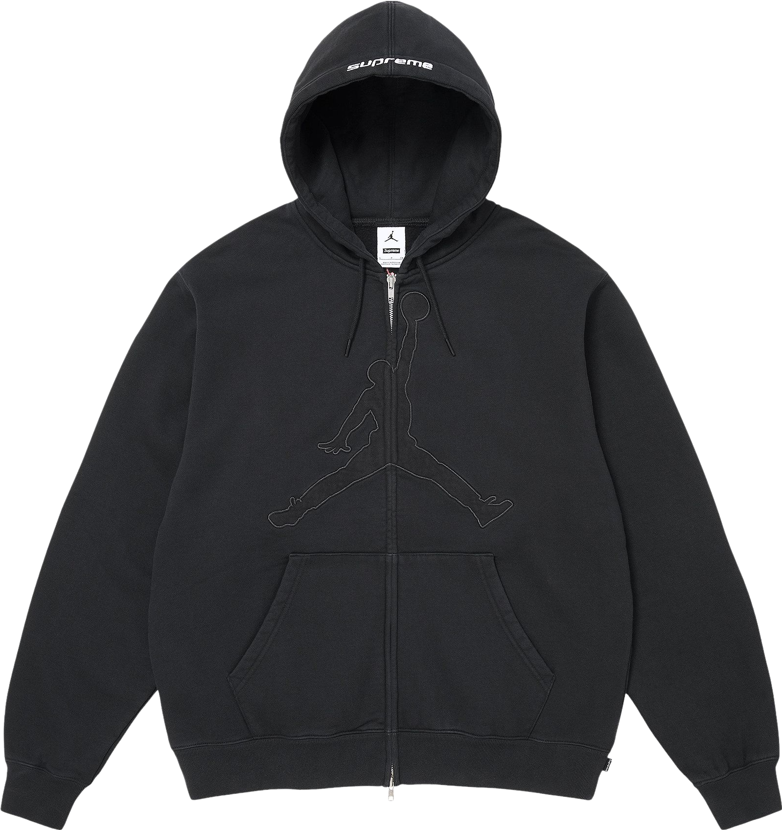 Supreme X Jordan Zip Up Hooded Sweatshirt - Black | Editorialist