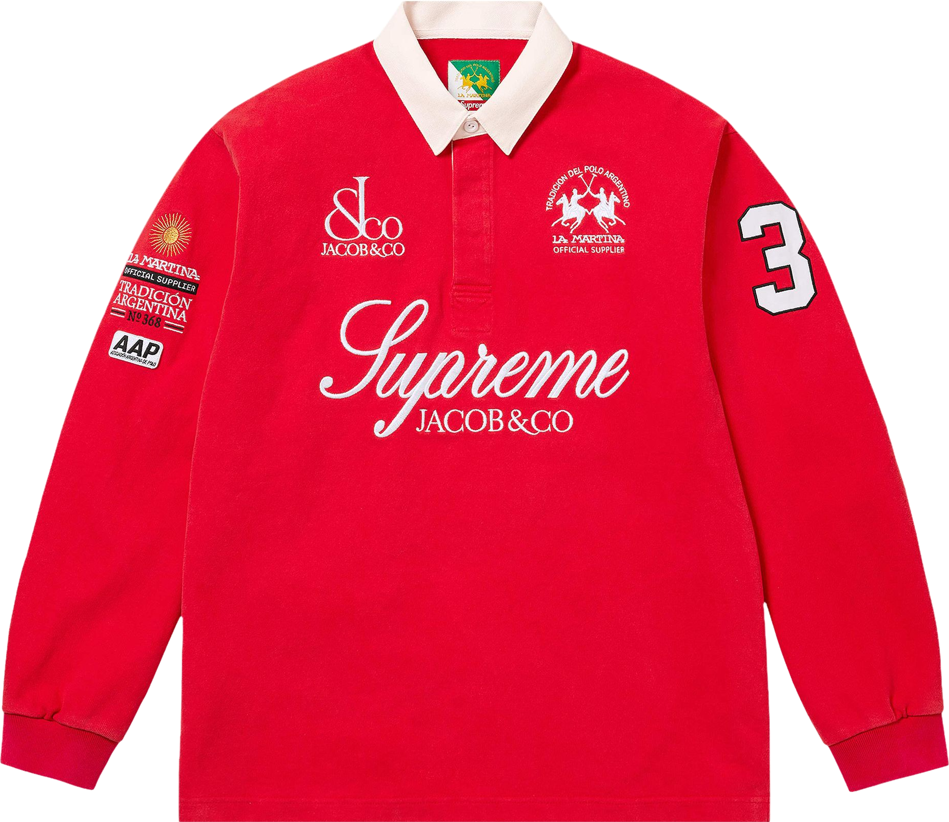 Supreme X La Martina X Jacob & Co Rugby Shirt - Red | Editorialist