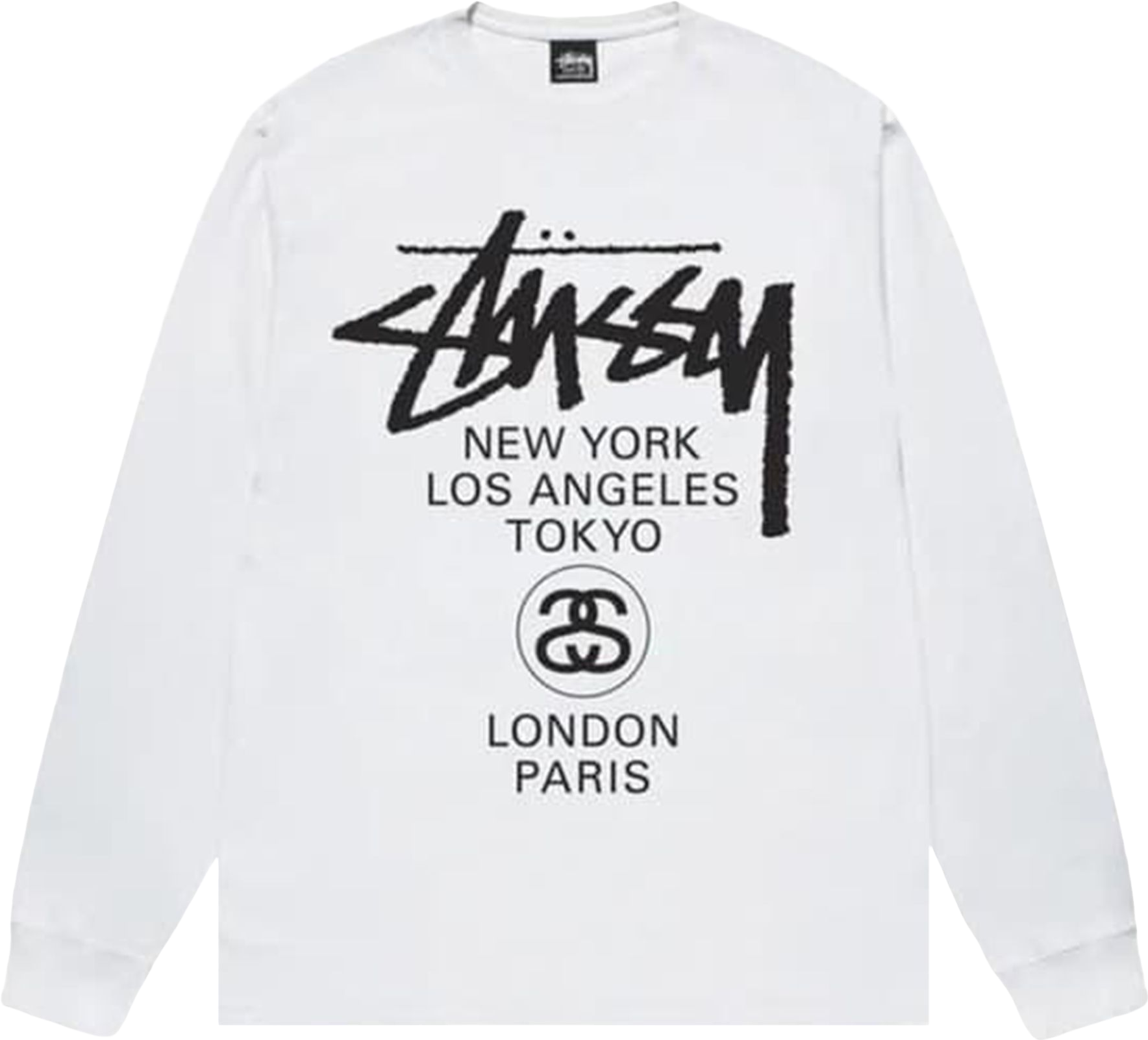 StüSsy World Tour Long Sleeve Tee Shirt - White | Editorialist