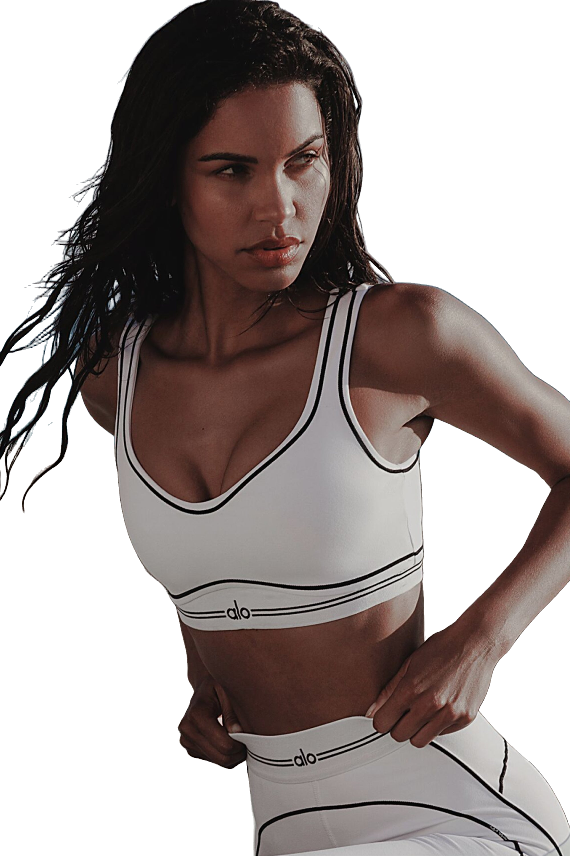 Alo Yoga Airbrush Double Up Bra - Black/White | Editorialist