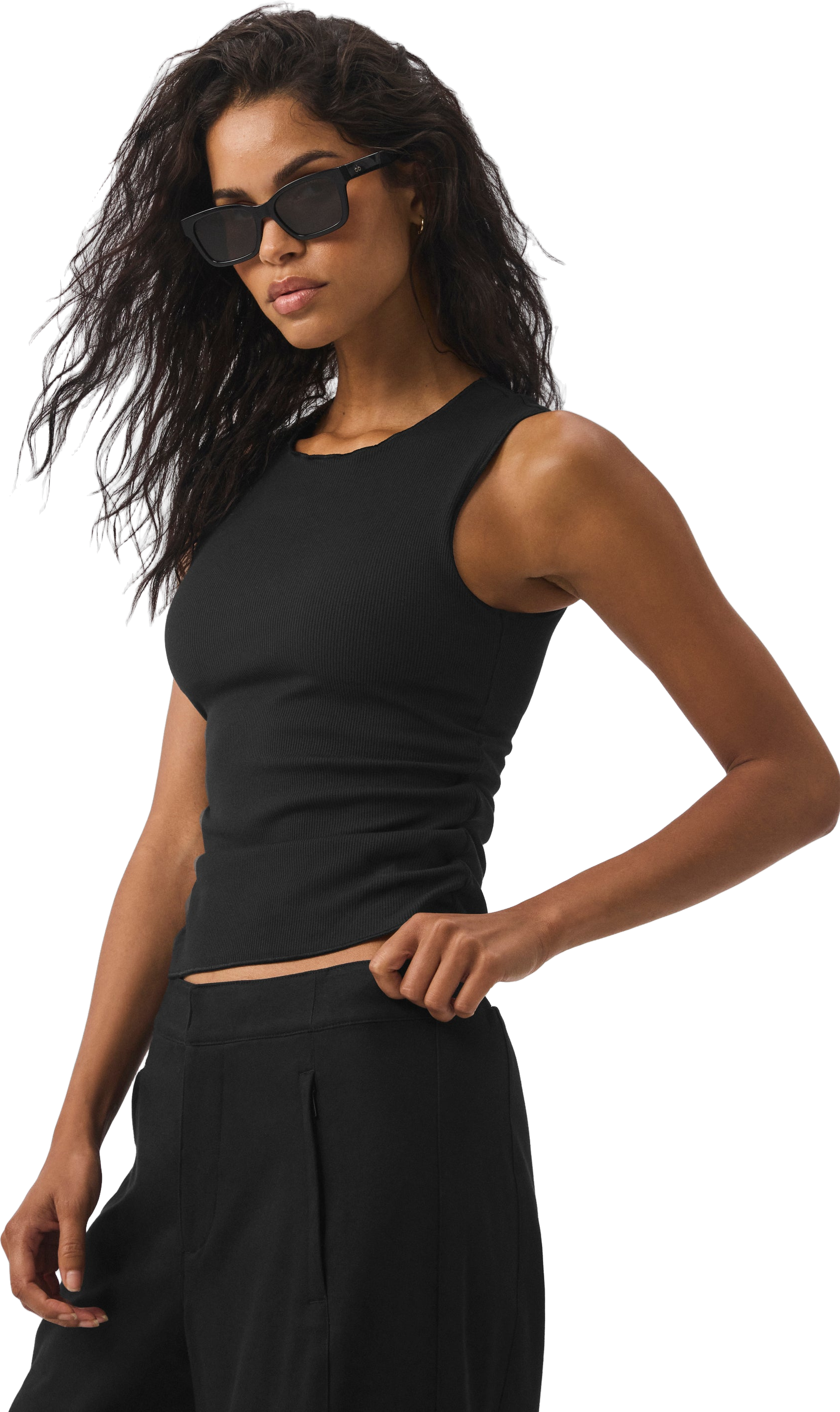 Alo Yoga Ribbed En Pointe Tank Top With Adjustable Hem - Winter