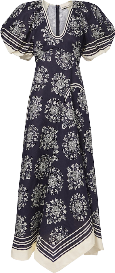 alémais women's grey marjorelle embellished linen-silk midi dress Alemais In Multi - 40% Off REGALO-ABANICO