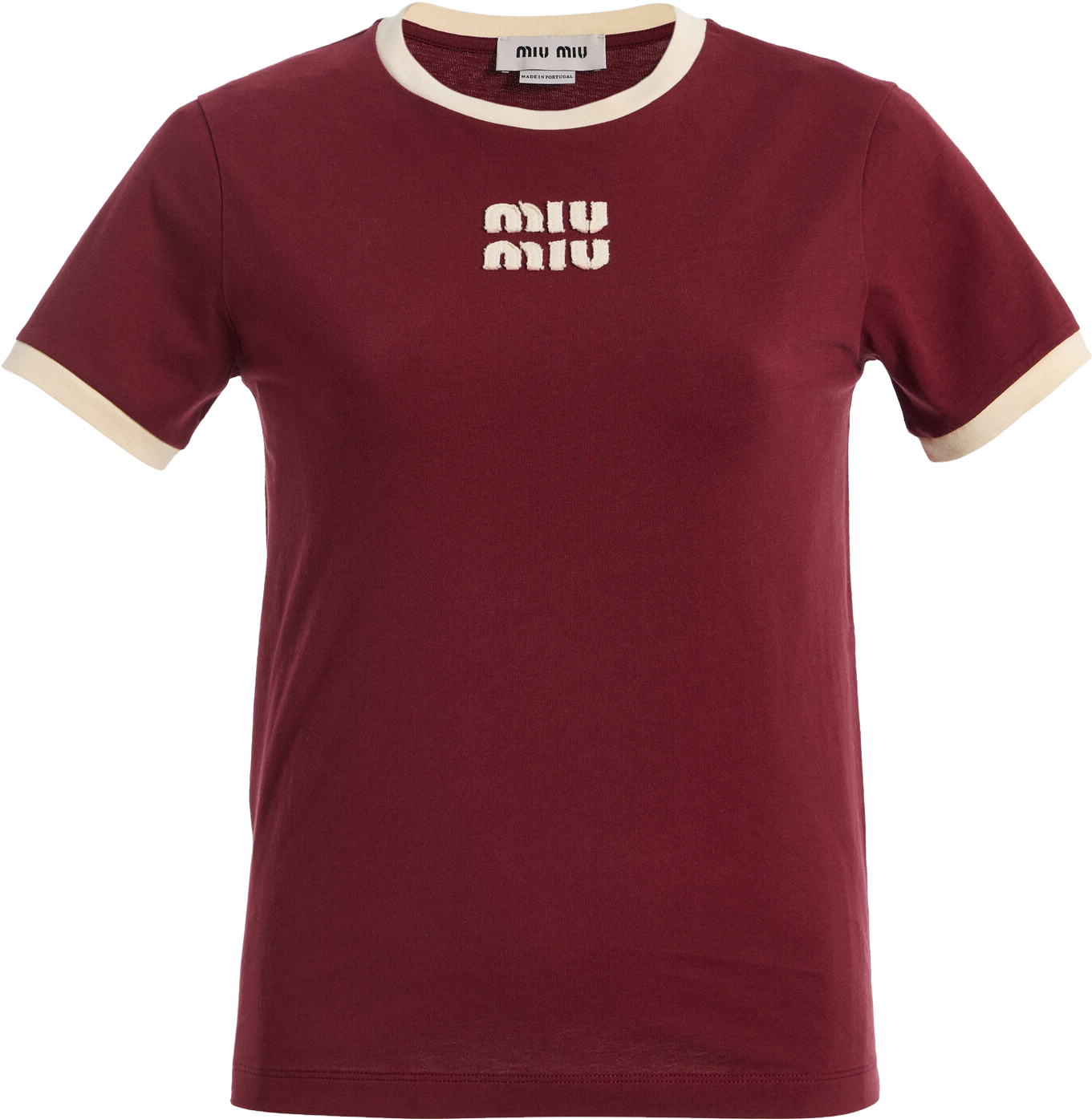 Miu Miu Cotton Jersey T-Shirt - Burgundy | Editorialist