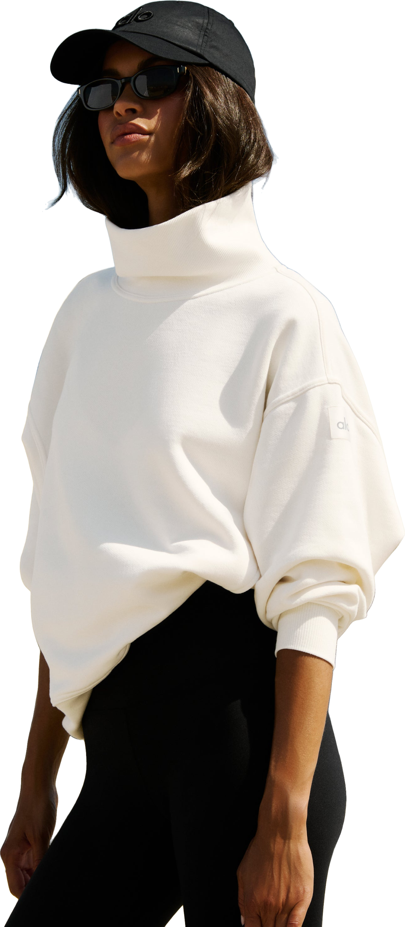 Alo Yoga Micro Sherpa Cozy Cabin Half Zip Pullover Top - Ivory