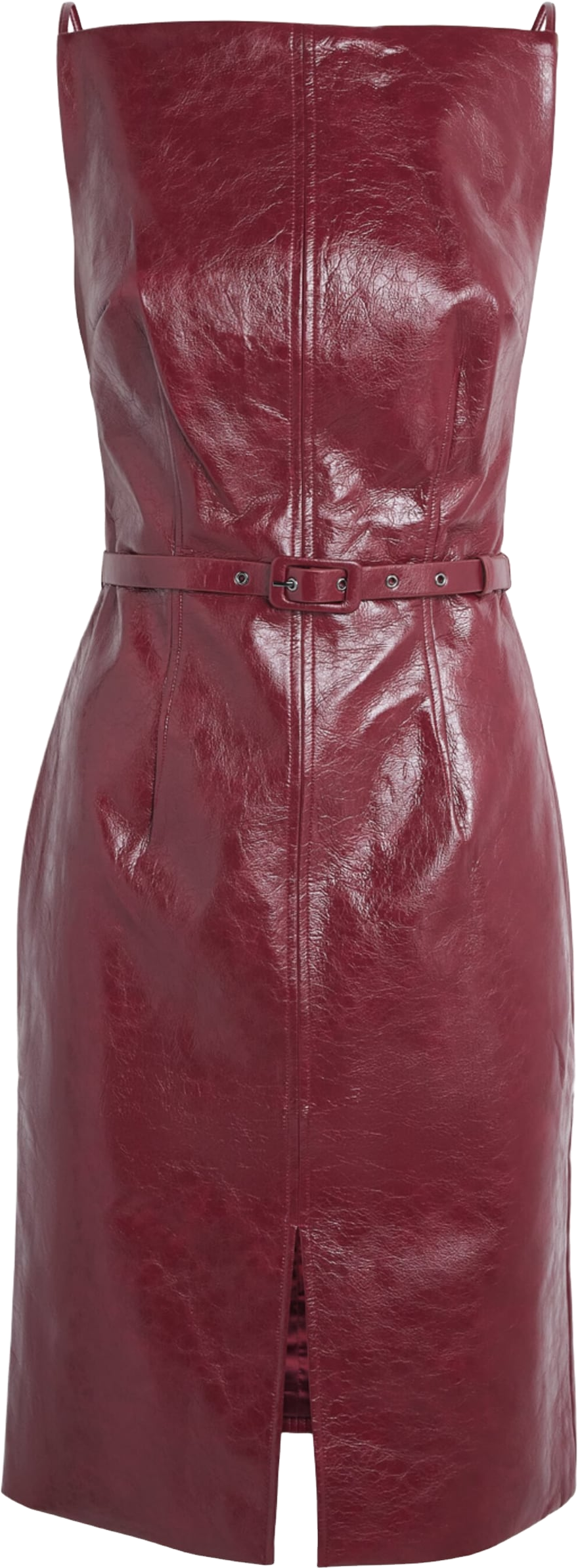 alice and olivia leandra vegan leather dress Buy + Vegan-leather Midi W/ Belt - Olive At 70% Off category_strapless-dresses
