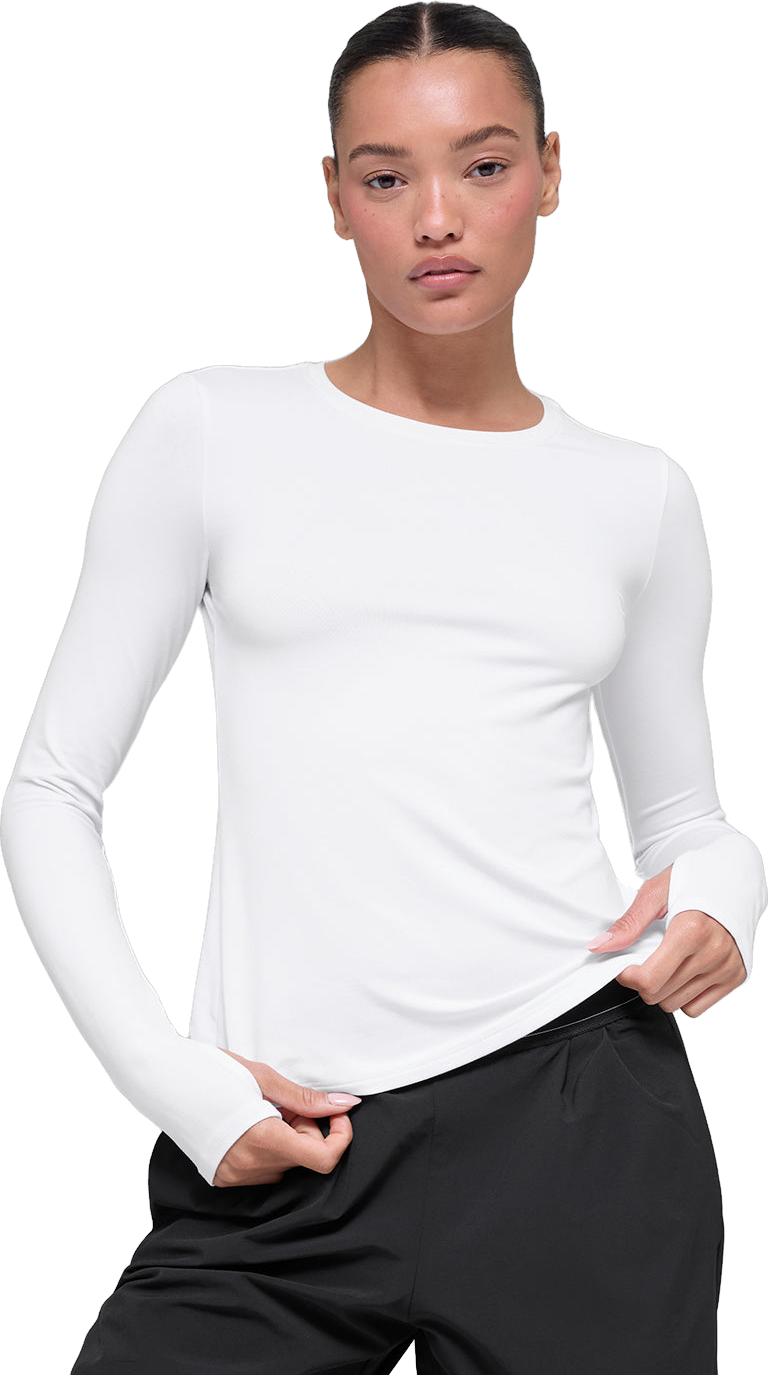 Alo Yoga Soft Finesse Long Sleeve Top - White | Editorialist
