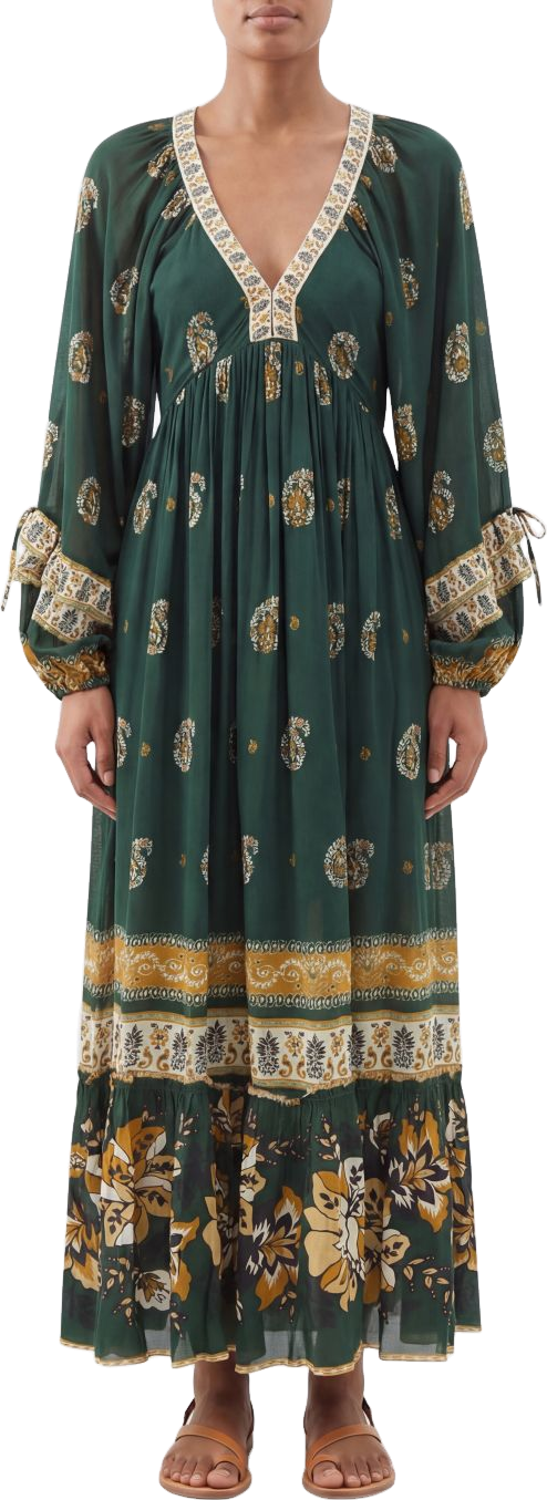 farm rio dark green guipure long sleeve maxi dress ACTIVE - Black New-JK