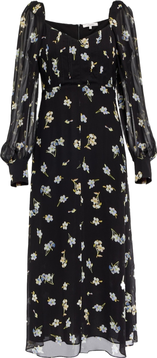 blossom tapestry black midi dress Farm Rio In Blossom Tapestry - 76% Off july202640off Puff Long Sleeve Illusion Primary color:Red neck Sleeveless Side