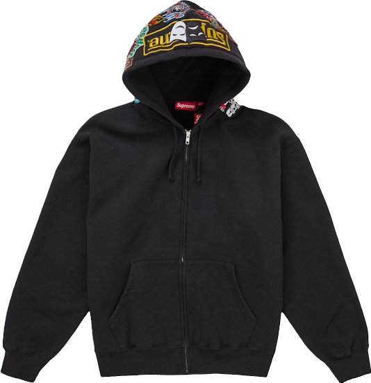 Supreme Mm6 Maison Margiela Zip Up Hooded Sweatshirt - Black
