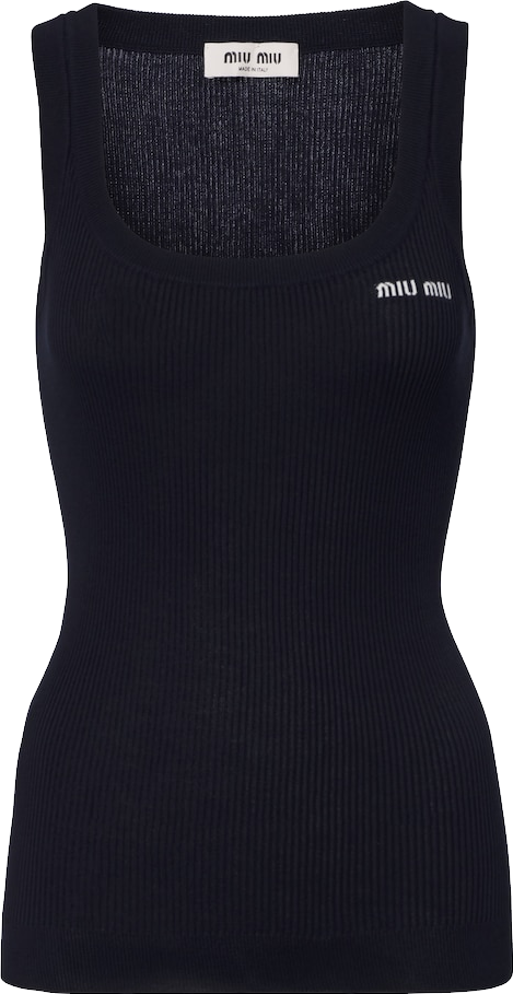 Miu Miu Viscose Tank Top - Black | Editorialist