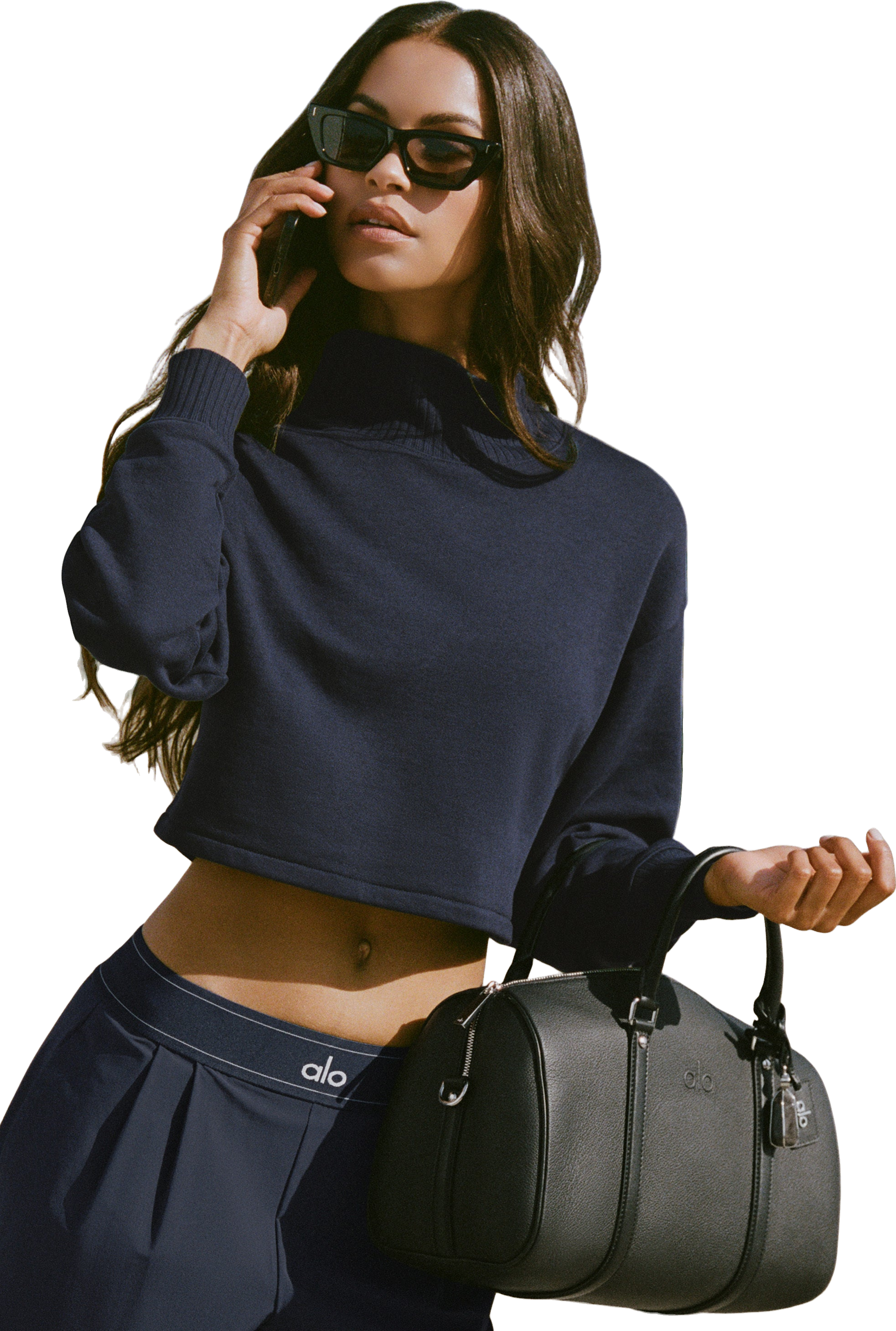 Alo Yoga Cropped Short Sleeve Hoodie - Eclipse Blue | Editorialist