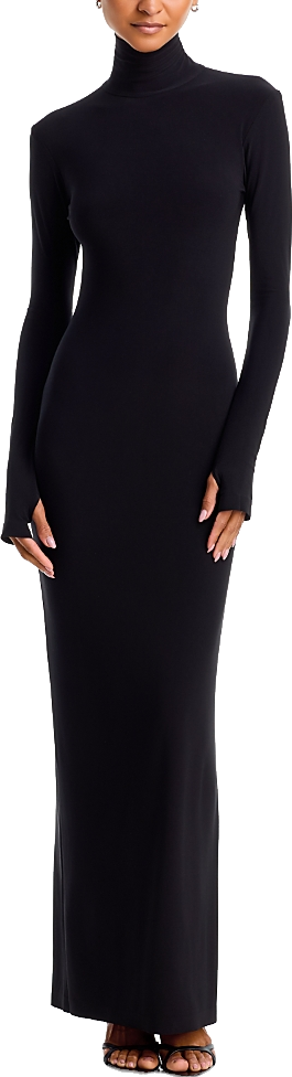 Buy Bhldn Saige Long-sleeve Turtleneck Lace Maxi Dress - Black At 29% Off