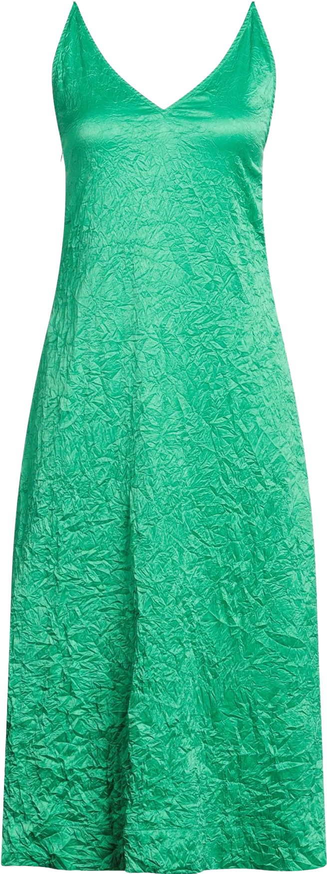 GANNI Crinkled Slip Dress - Green