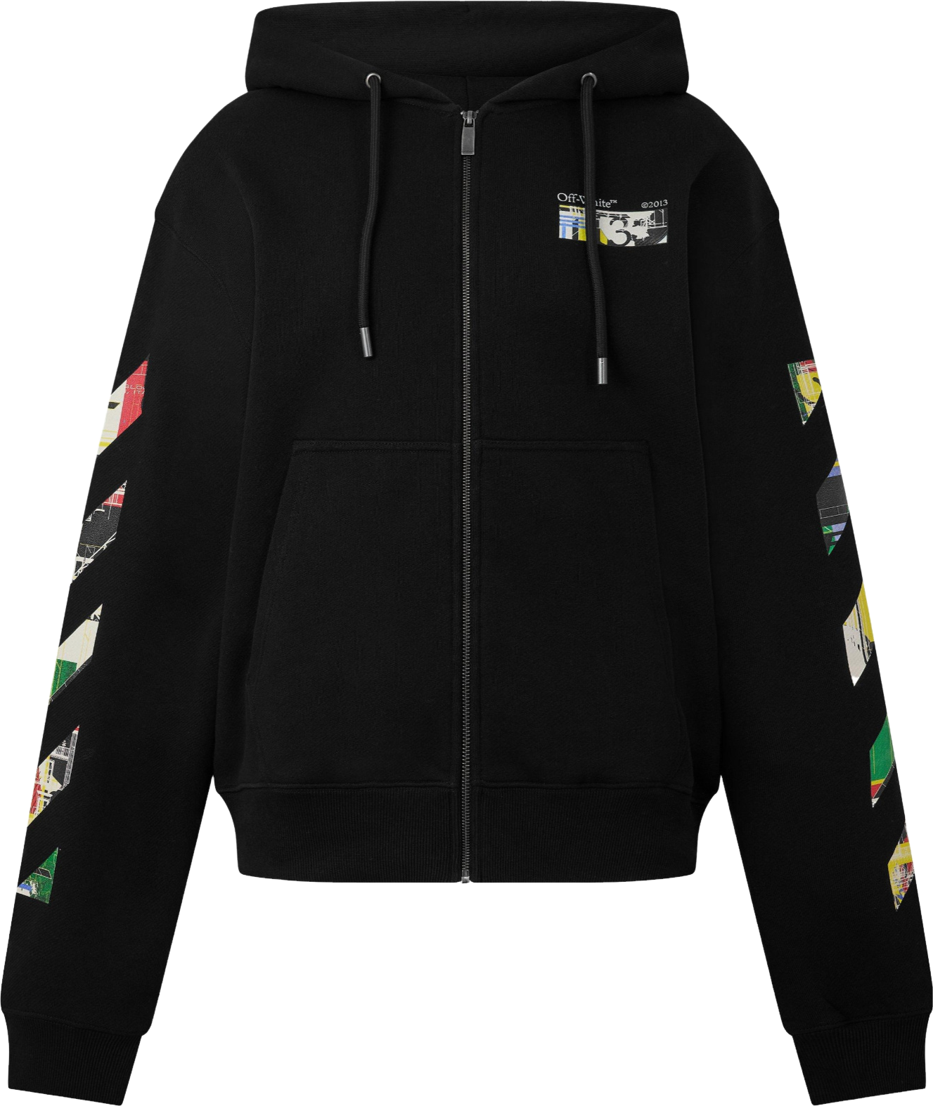 Off-White Golden Ratio Graphic Zip-up Hoodie - Black/green