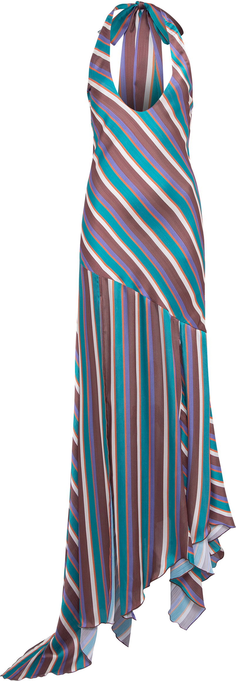 Siedres Exclusive Raye Scarf-Detailed Midi Halter Dress - Green