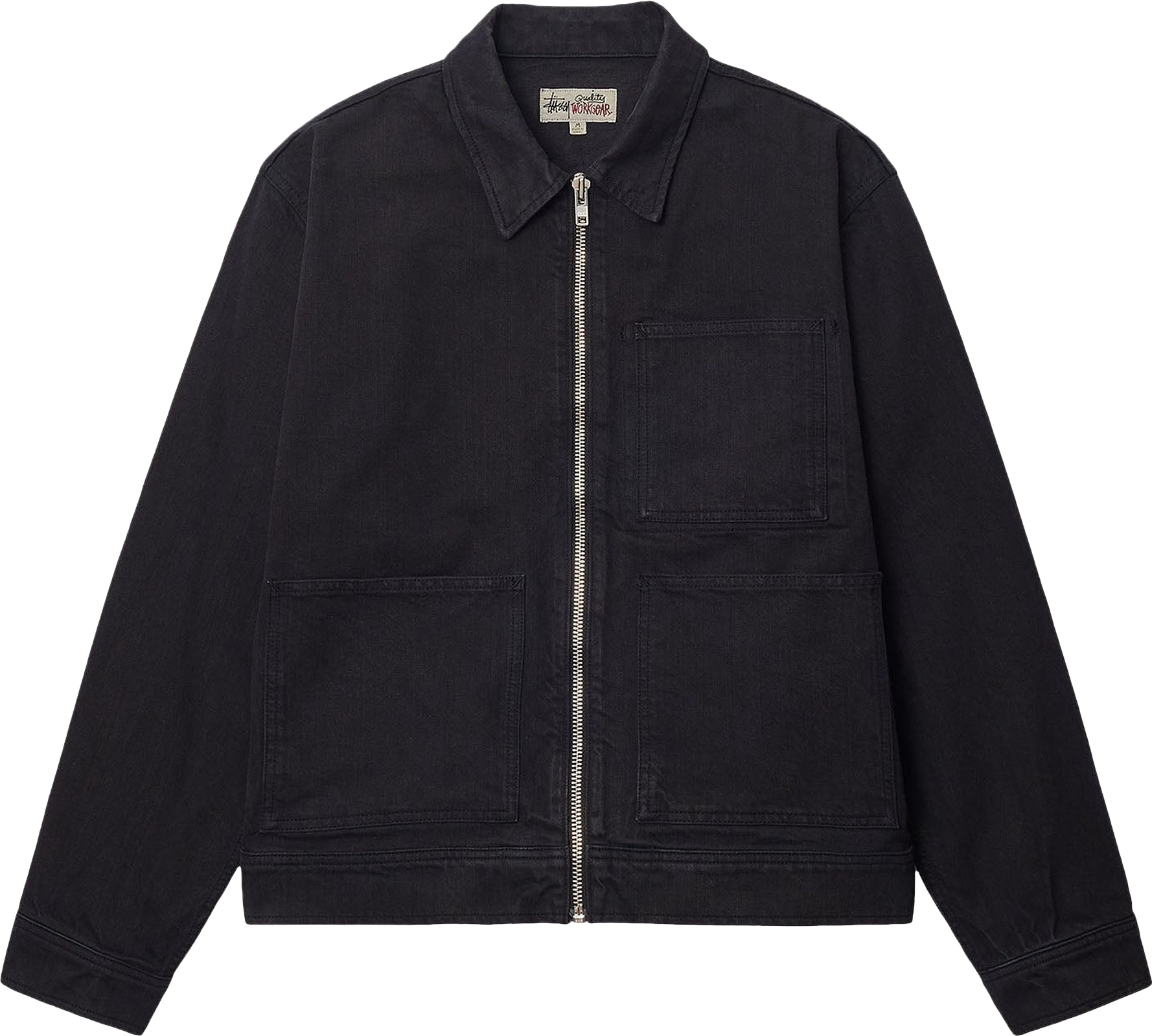 ジャケット・アウター stussy OVERDYED ZIP WORK JACKET BLACK M 37054617~