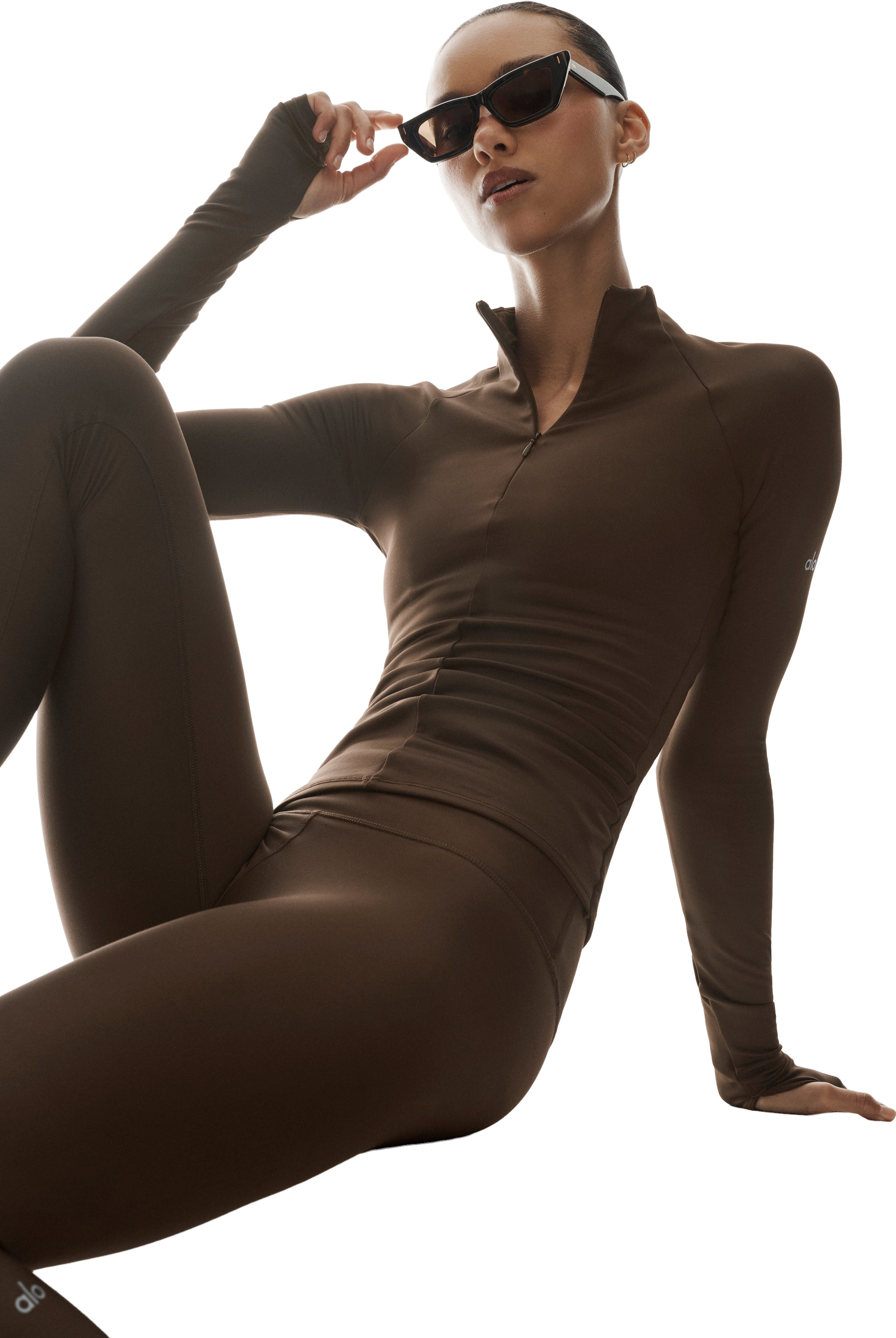 Alo Yoga Airlift Winter Warm 1/4 Zip Long Sleeve Top - Espresso