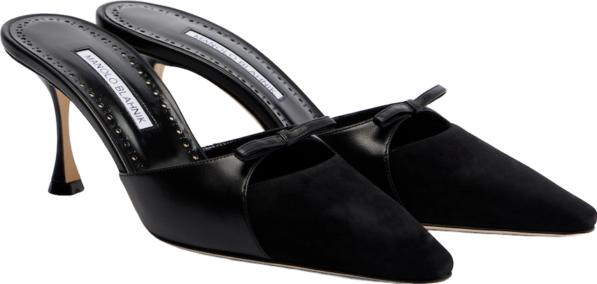 Manolo Blahnik Jada Leather Mules - Black | Editorialist