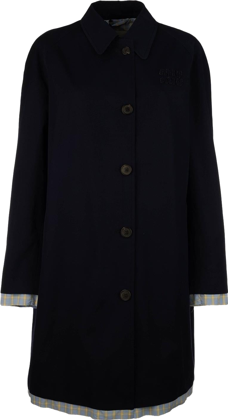 Miu Miu Cloth Pea Coat - Navy | Editorialist
